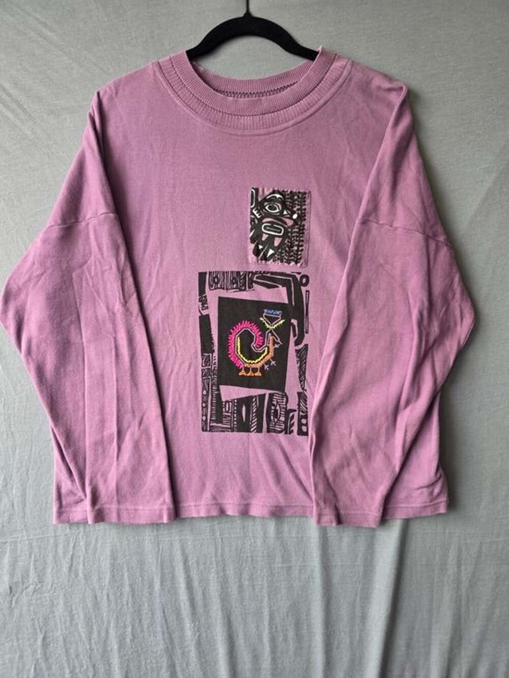 Vintage Chico's D.E.S.I.G.N Purple Art Embroidered Top Cotton Made in Turkey